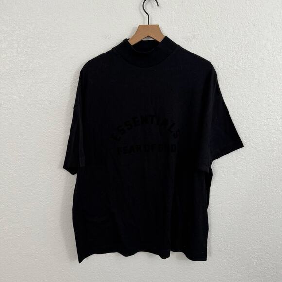 Fear Of God Essentials SS23 Mock Neck Half Sleeve Oversized T-Shirt Jet Black XS - Picture 4 of 12